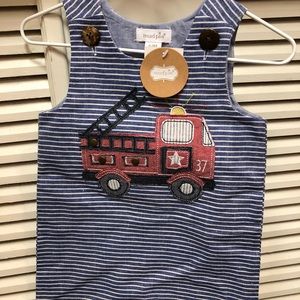 Mud Pie NWT Firetruck Shortall 6-9 month